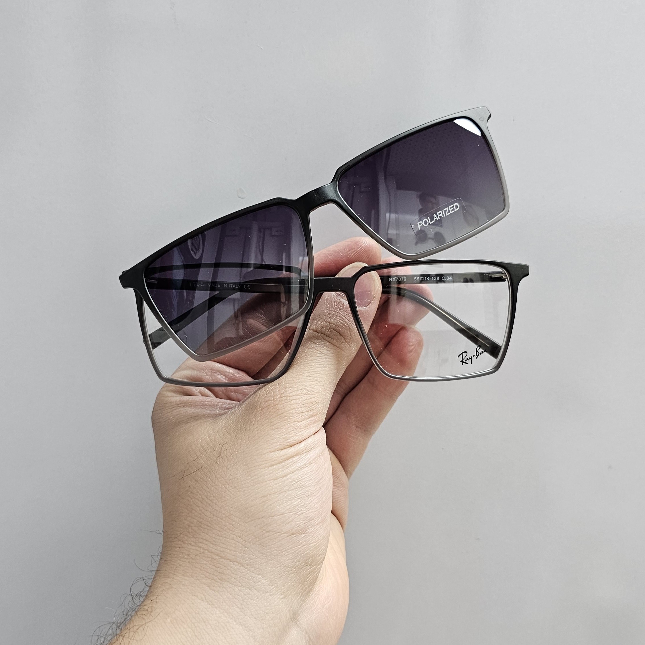 عینک طبی کاور دار مگنتی با کاور تاشو پلارایز و uv400 