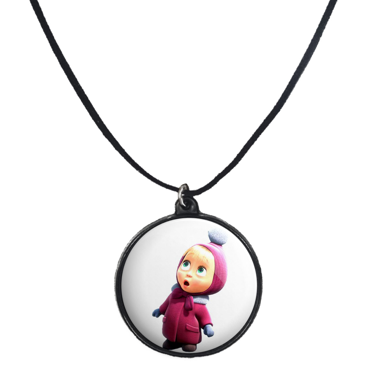 گردنبند پرمانه طرح ماشا ومیشا کد pmb.11825 مدل دو طرفه