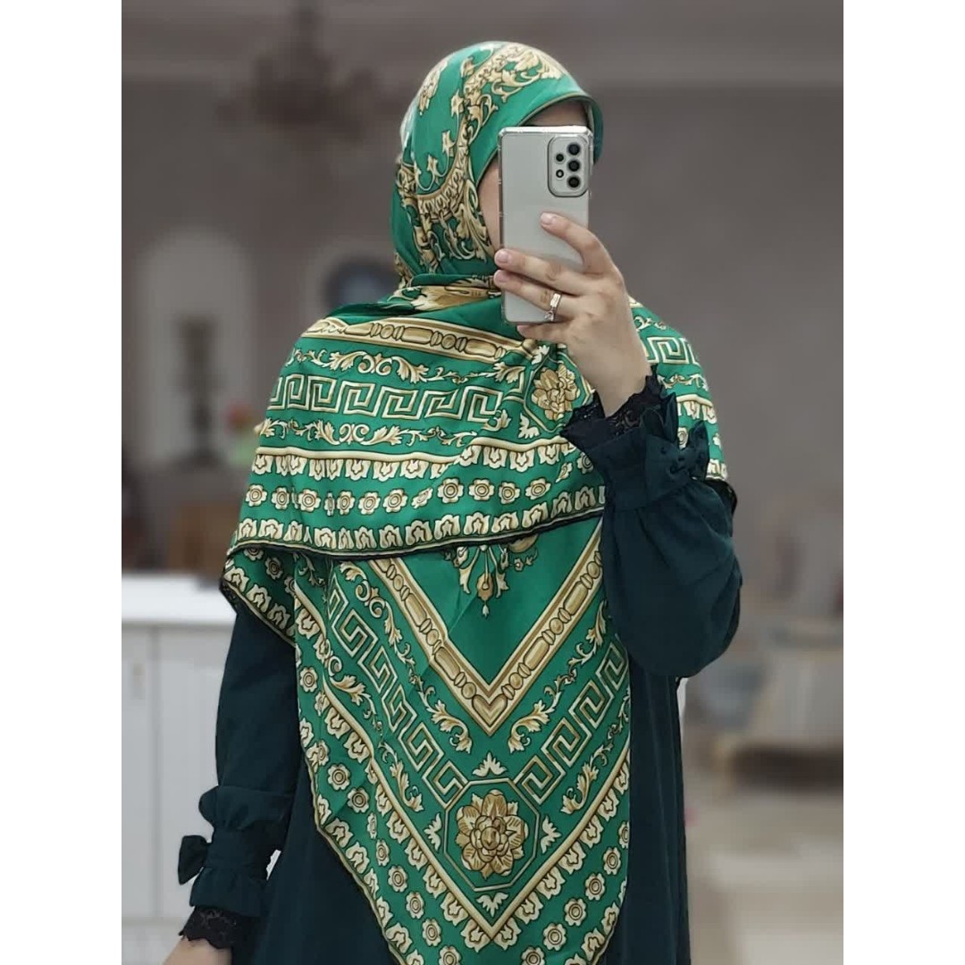 روسری ابریشم دور دست دوز قواره بزرگ ارسال رایگان