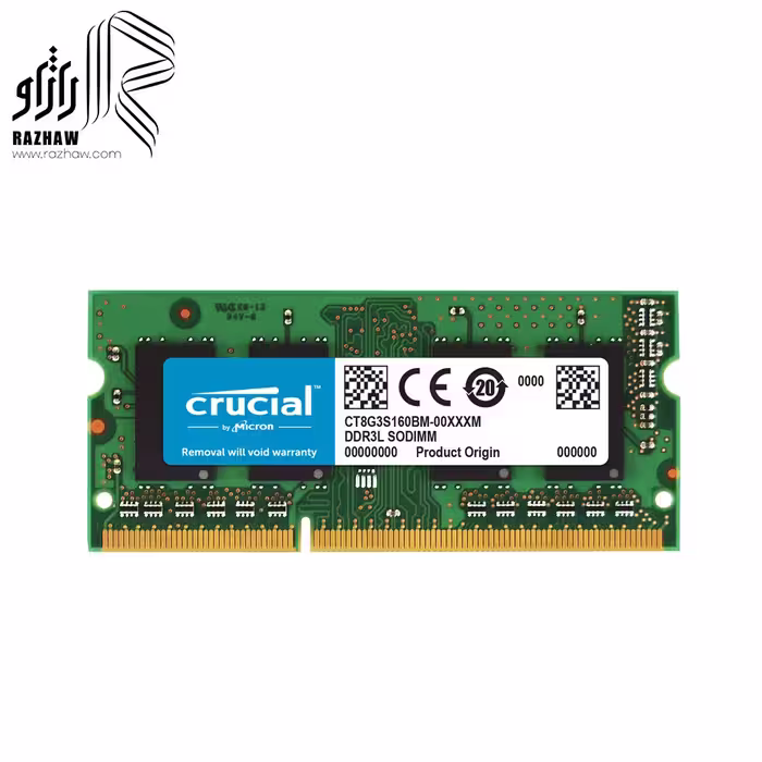 رم 8 گیگابایت ddr3l لپ تاپ باس 12800/1600mhz برند کروشیال CL11 مدل CT8