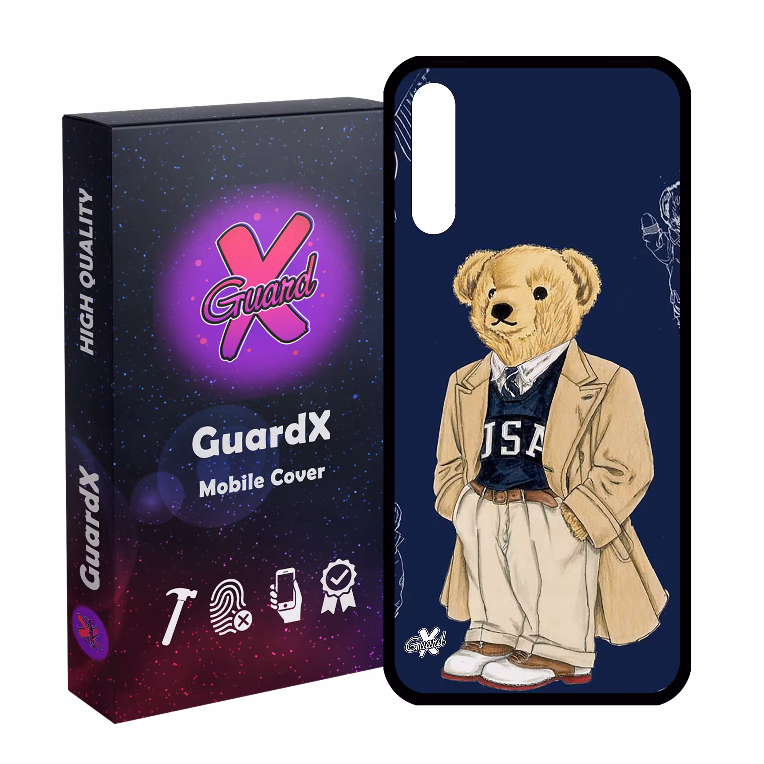 کاور گارد ایکس طرح خرس مدل Glass10427 مناسب برای گوشی موبایل سامسونگ Galaxy A30s/A50/A50s