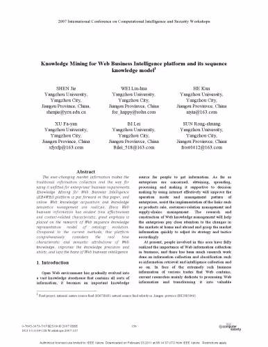 خرید و دانلود نسخه کامل کتاب Knowledge Mining for Web Business Intelligence platform and its sequence knowledge Model