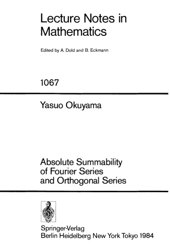 خرید و دانلود نسخه کامل کتاب Absolute Summability Of Fourier Series And Orthogonal Series