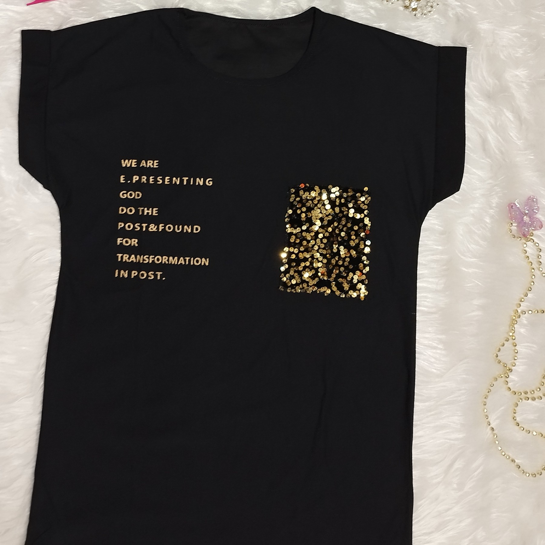 تیشرت زنانه پولکی کد 1005