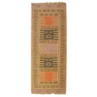 گلیم دستباف کناره طول 1.7 متر فرش چمن رخ مدل سفره کردی کد 261303