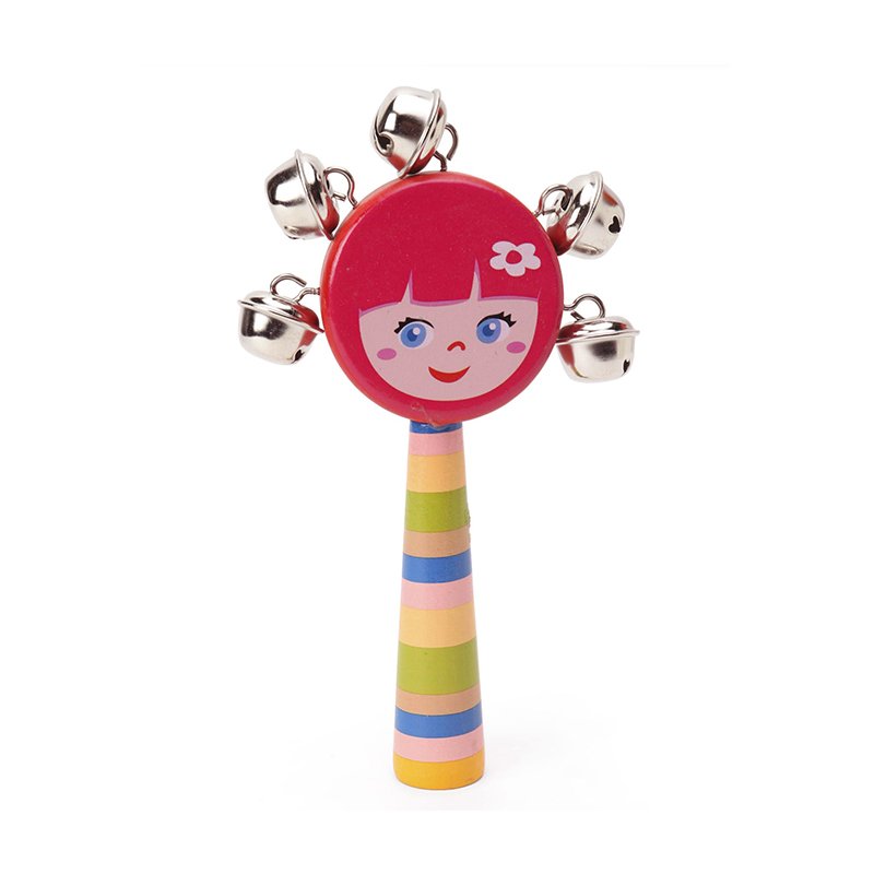 اسباب بازی چوبی جغجغه کودک رنگ قرمز دخترانه مدل P/7790/A