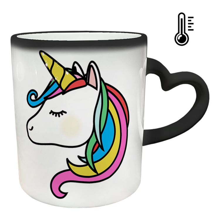 ماگ حرارتی مدل دسته قلبی طرح یونیکورن کد 56