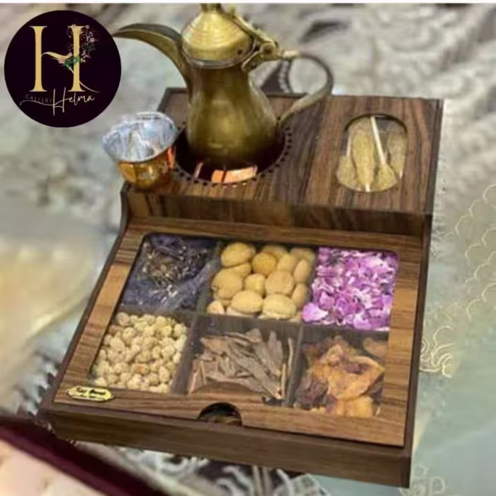 جعبه تی بگ چوبی وارمردار  چوب 3میل دارای 7 فضای مجزا