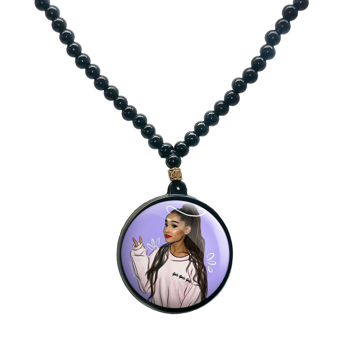 گردنبند پرمانه طرح آریانا گرانده کد pmd.7754 مدل دو طرفه