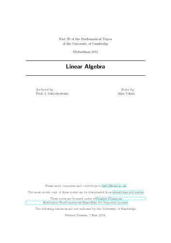 خرید و دانلود نسخه کامل کتاب Linear Algebra (Michaelmas 2012)