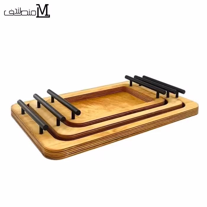 سینی چوبی دسته فلزی سه عددی