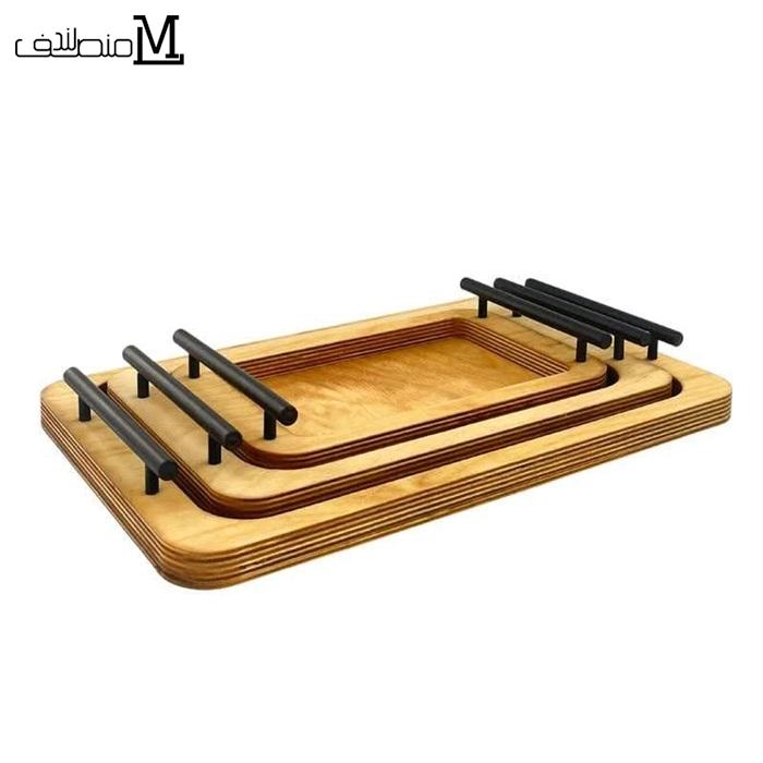 سینی چوبی دسته فلزی سه عددی