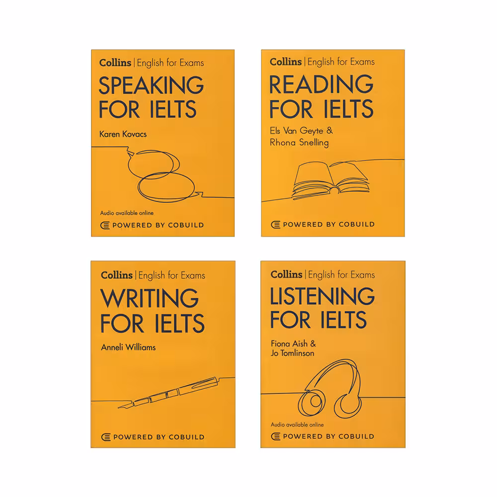 کتاب Collins Reading, Writing, Speaking, Listening For IELTS اثر جمعی از نویسندگان انتشارات زبان مهر 4 جلدی