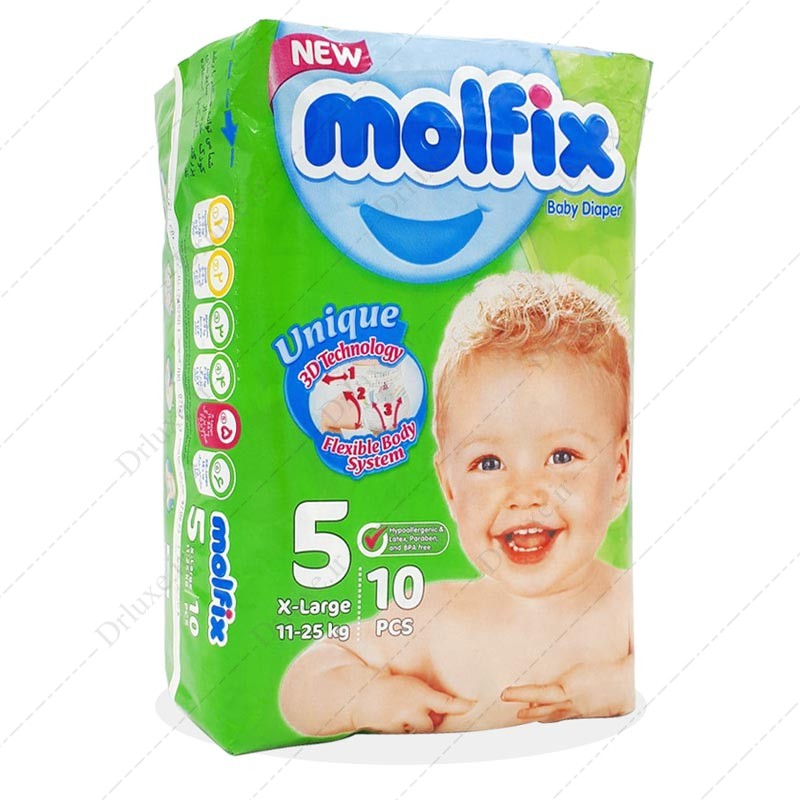 پوشک بچه مولفیکس سایز 5 بسته 10 عددی