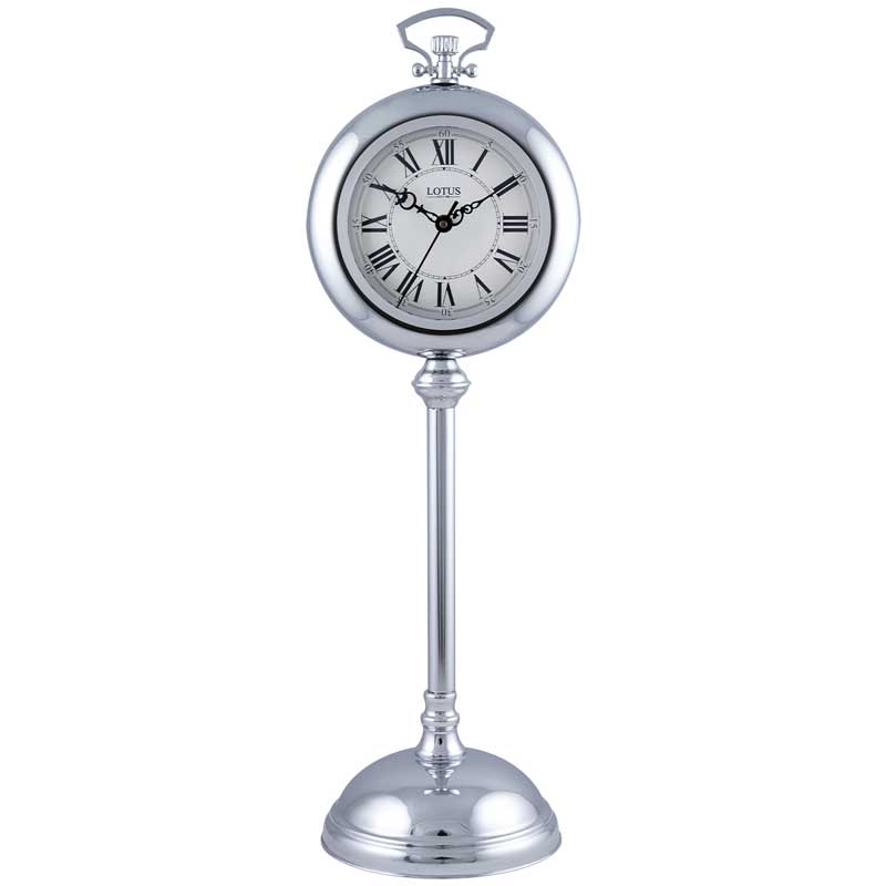 ساعت رومیزی فلزی لوتوس مدل SANTA CLARA کد TC-804 رنگ SILVER
