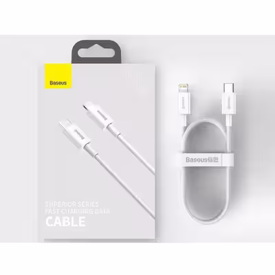 کابل تبدیل USB-C به لایتنینگ باسئوس مدل Superior Series 20W طول 1.5 متر