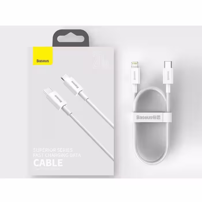 کابل تبدیل USB-C به لایتنینگ باسئوس مدل Superior Series 20W طول 1.5 متر