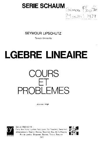 خرید و دانلود نسخه کامل کتاب Algebre lineaire