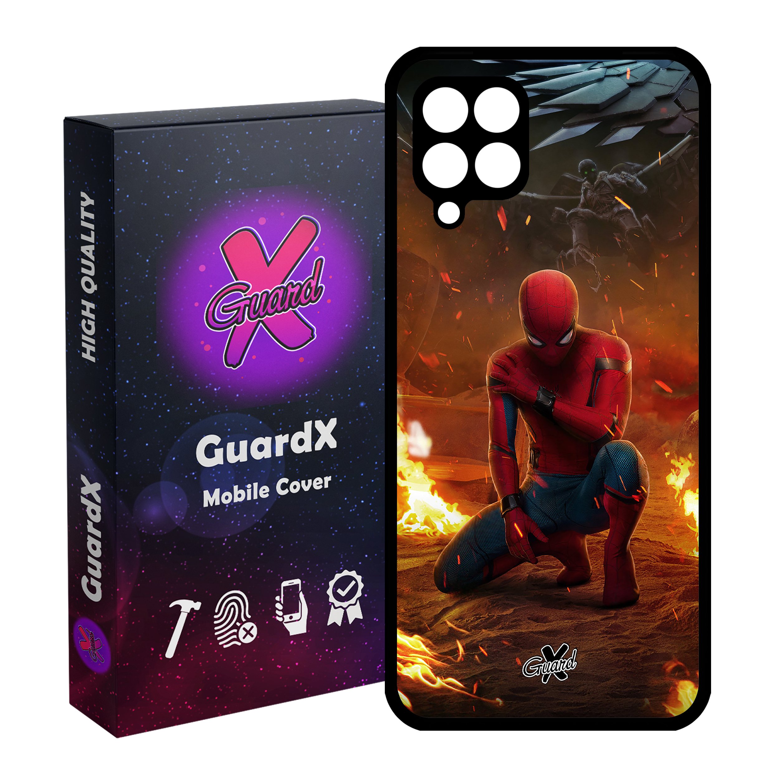 کاور گارد ایکس طرح Spider Man مدل Glass10098 مناسب برای گوشی موبایل سامسونگ Galaxy A22 4G