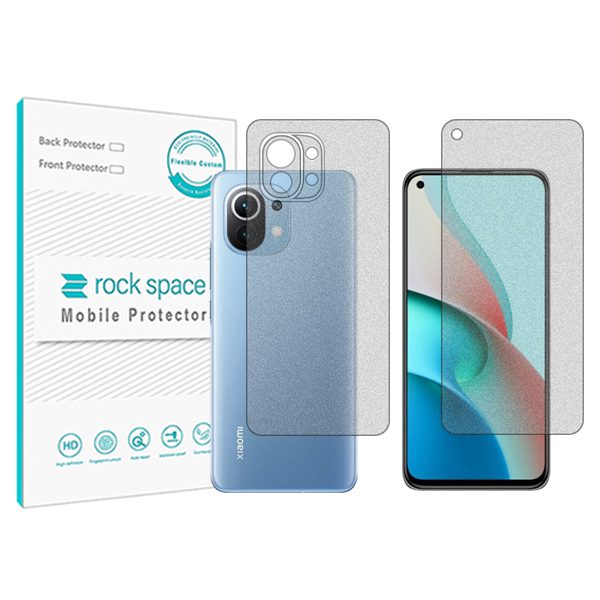 گلس صفحه نمایش و پشت گوشی شیائومی 11 Lite 5G NE مدل نانو هیدروژل مات برند راک اسپیس کد SS