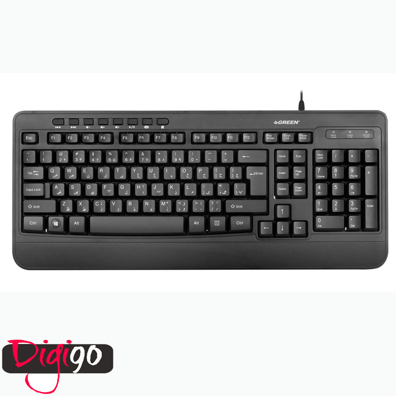 کیبورد مدل GK-303 گرین با حروف فارسی | آرکا 90