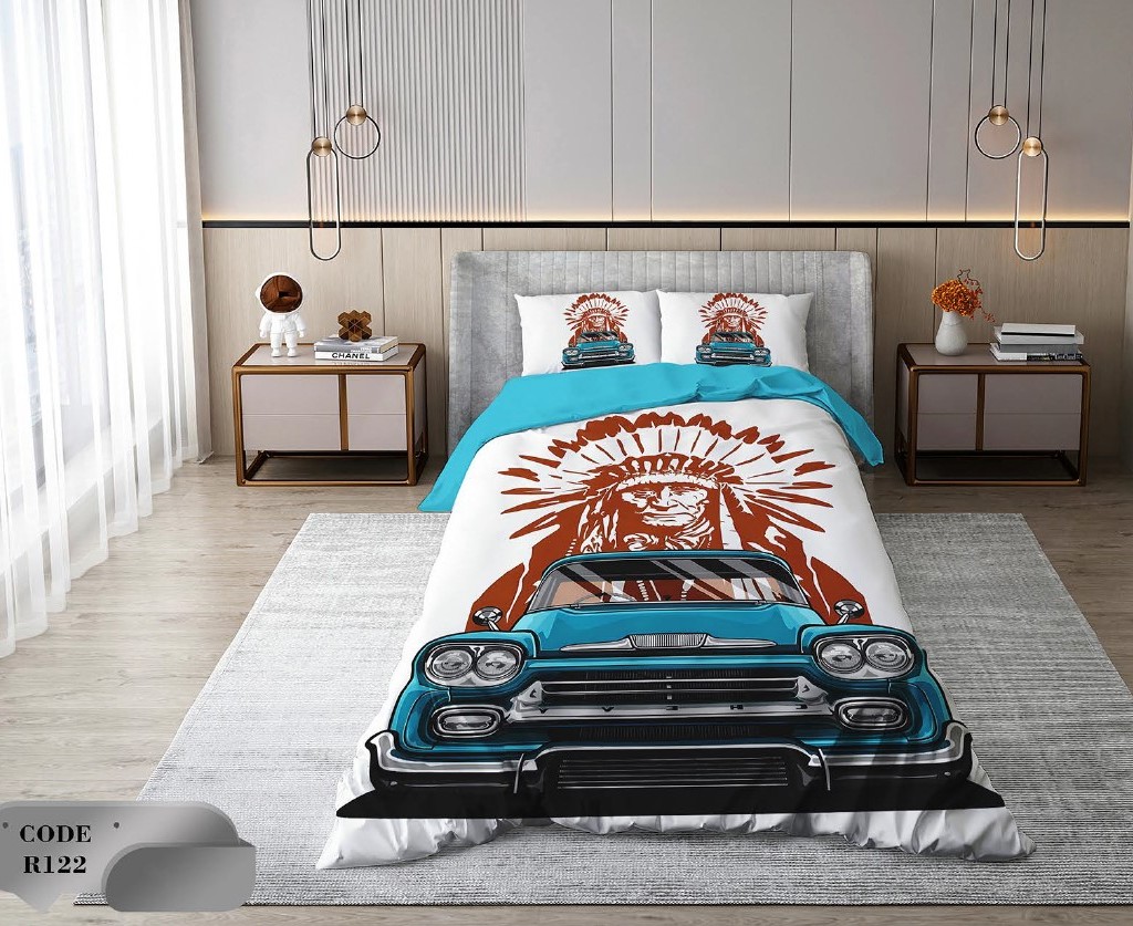 سرویس روتختی 1 نفره 4 تکه ابعاد 1.65 ×2.35 کشدار ضد حساسیت و عرق کد R122 | ست خواب و ست روتختی