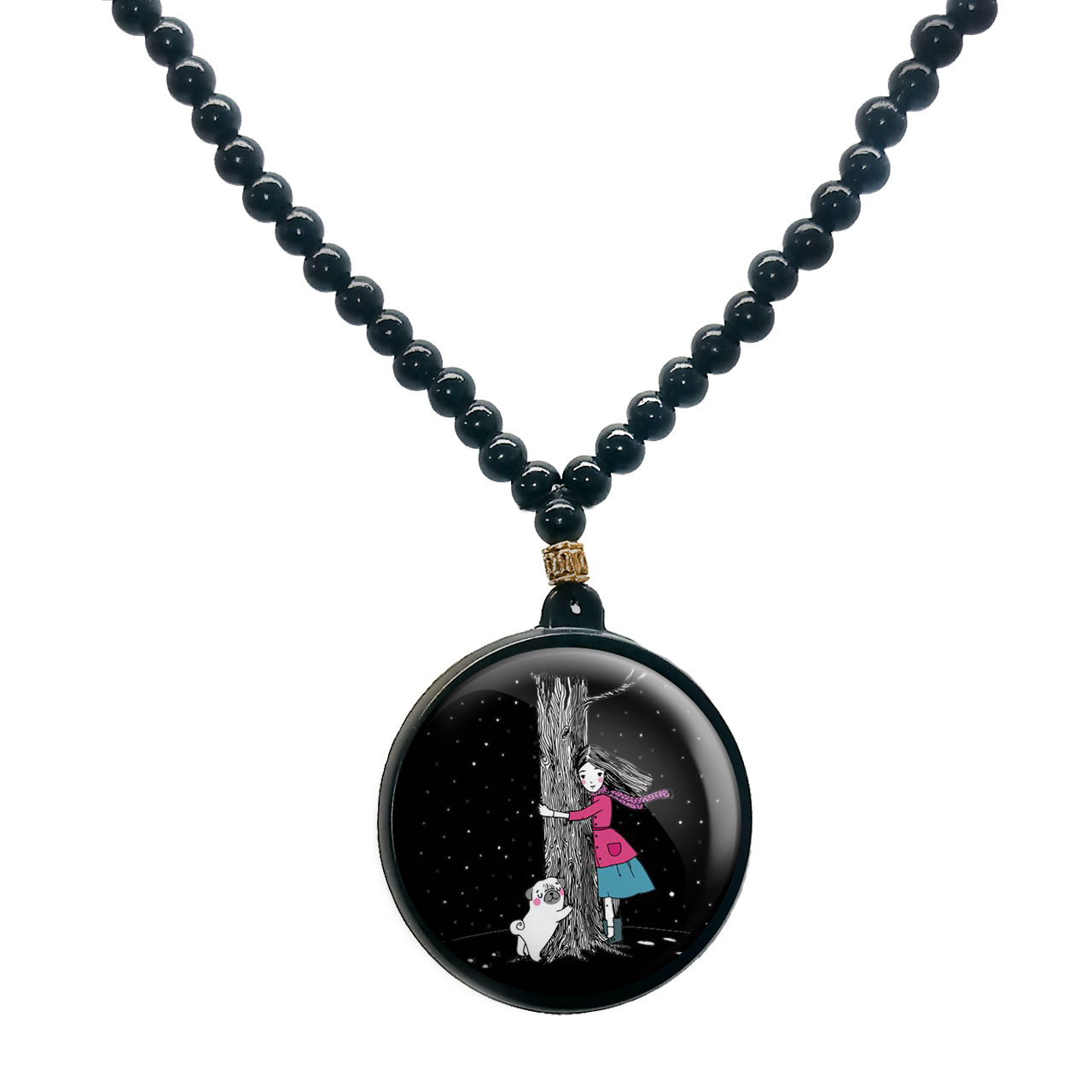 گردنبند پرمانه طرح دخترونه کد pmd.4321 مدل دو طرفه