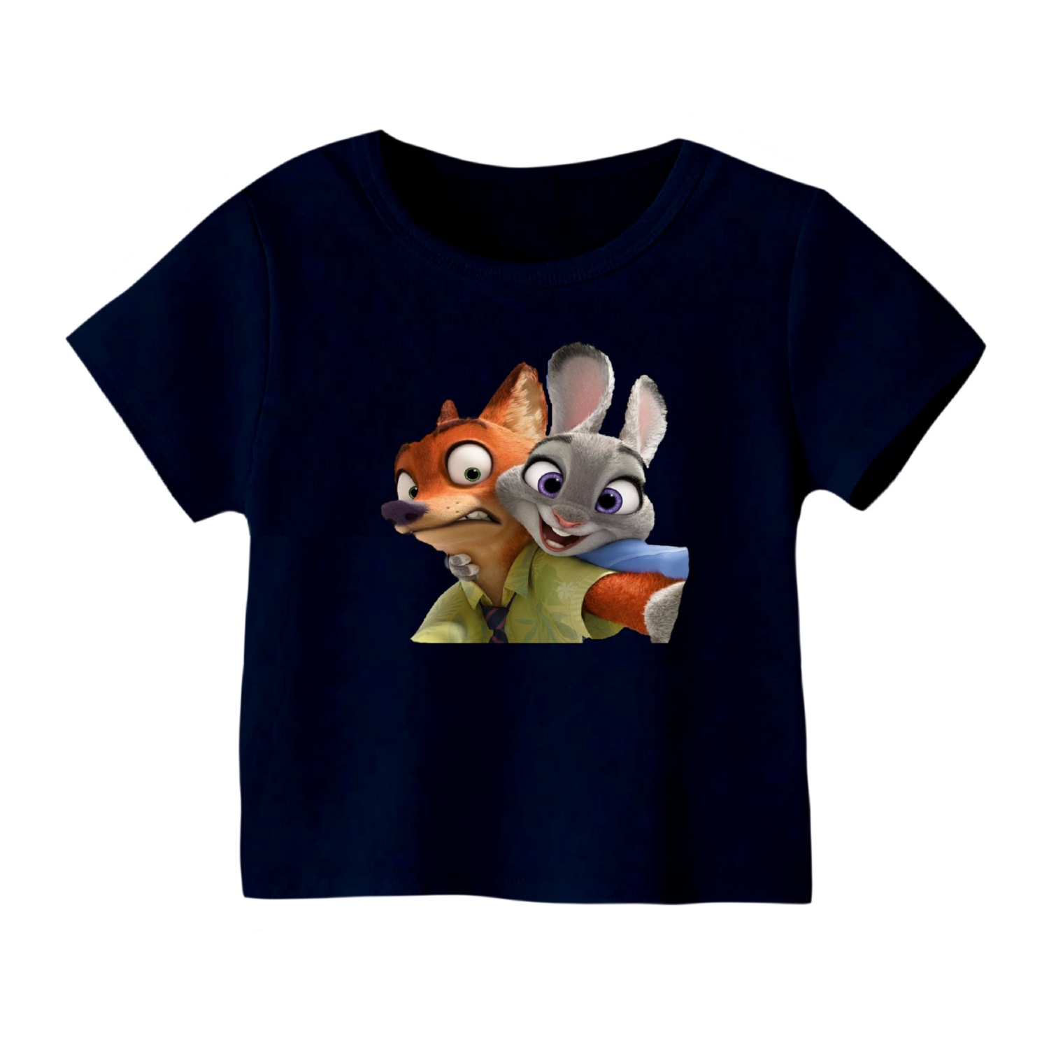 تی شرت آستین کوتاه بچگانه مدل زوتوپیا رنگ سورمه ای