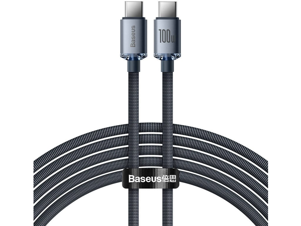 کابل سوپرفست شارژ تایپ‌سی به تایپ‌سی 2 متری بیسوس Baseus Cable Crystal Shine Series Type-C To Type-C 100W CAJY000701