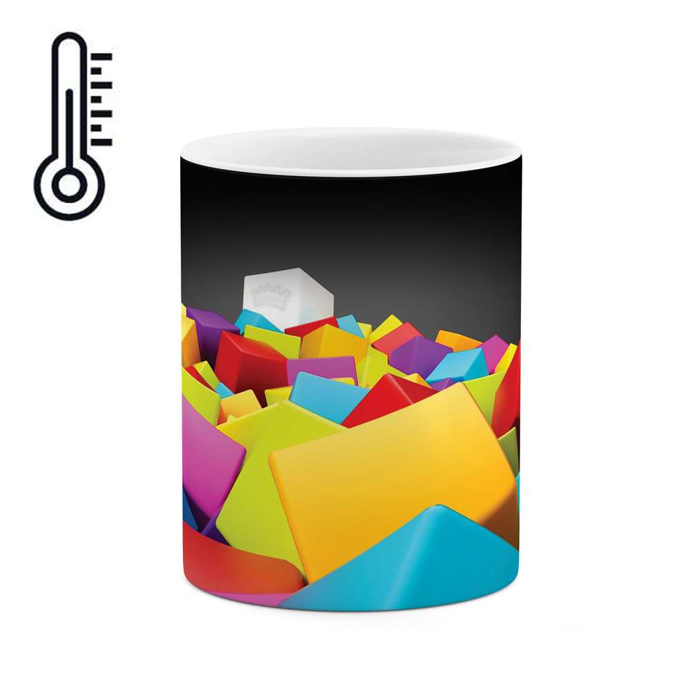 ماگ حرارتی طرح مکعب های رنگی مدل mgh01897