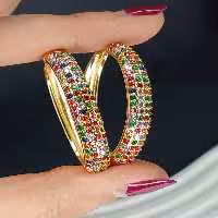 گوشواره بیضی نگین چند رنگ مارک fashion
