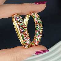 گوشواره بیضی نگین چند رنگ مارک fashion