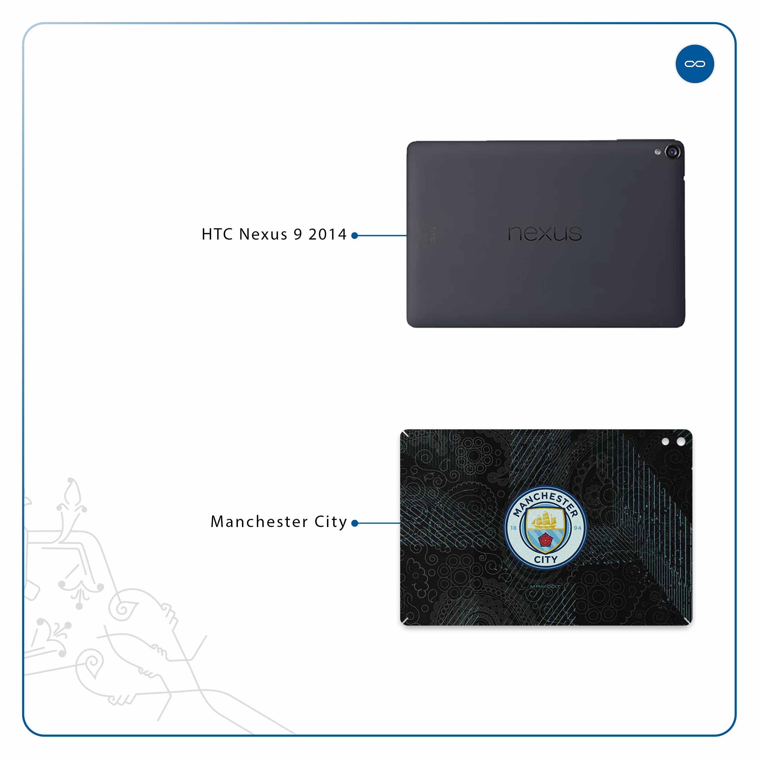 برچسب پوششی ماهوت مدل Manchester-City مناسب برای تبلت اچ تی سی Nexus 9 2014