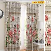 پرده پذیرایی دو قواره طرح گل سه بعدی کد P8316