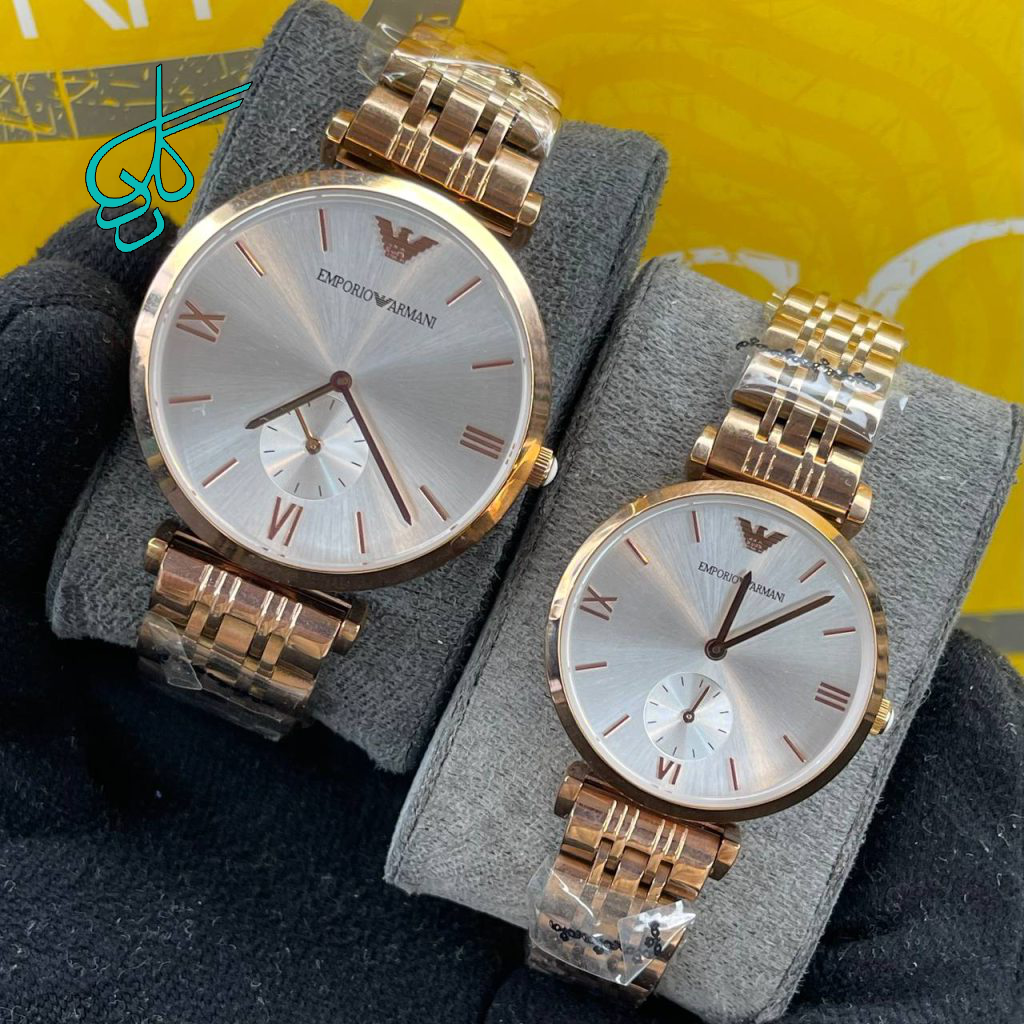 خرید ست ساعت زنانه و مردانه امپریو آرمانی زیر ثانیه کیفیت عالی موتور ساخت ژاپن کد 2115871 - ردگل