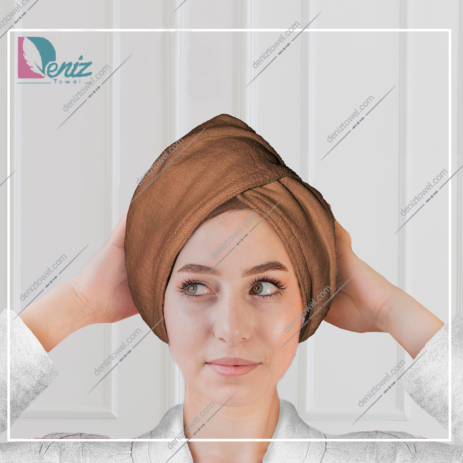 حوله سر طرح ساده مدل کلاه پیچ رنگ شیر قهوه