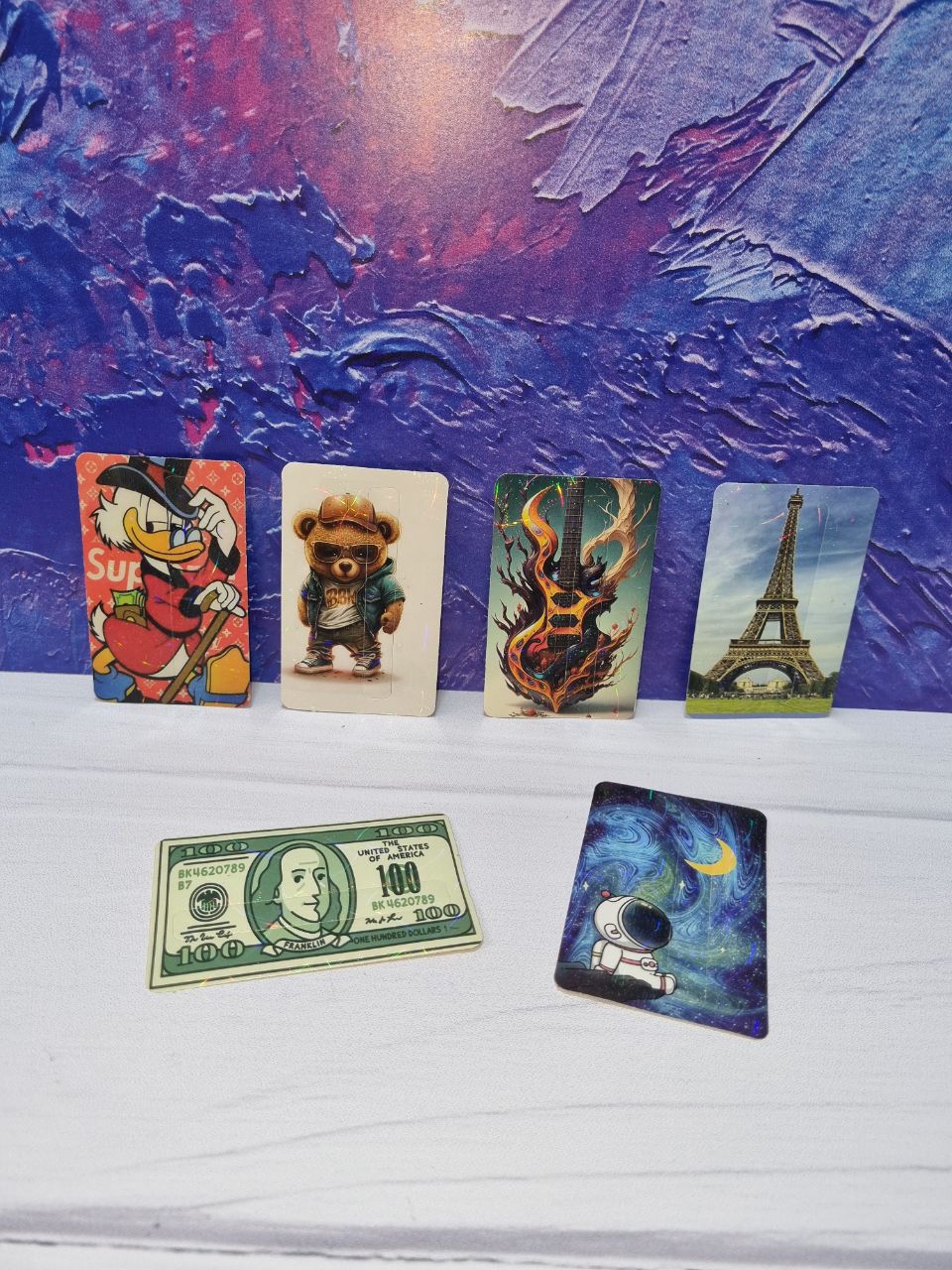 برچسب کارت استیکر کارت بانکی کارت مترو کارت اتوبوس کارت مخملی طرح پول فضانورد اردک دلار گیتار خرس تدی ایفل