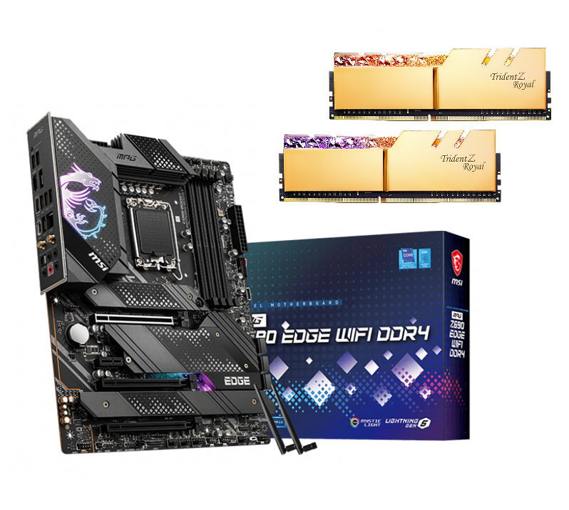 مادربرد ام اس آی مدل MPG Z690 EDGE WIFI DDR4 باندل با رم جی اسکیل Trident Z Royal DDR4 16GB 3600MHz