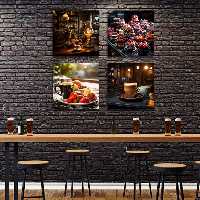 تابلو شاسی دنیای قابطرح کافی شاپ و کیک شکلاتی مدل SH-1270 مجموعه 4 عددی | دنیای قاب