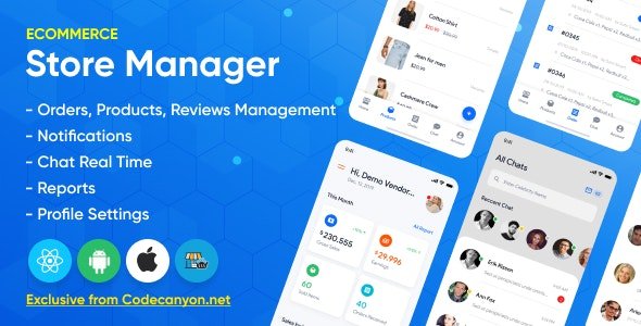دانلود اپلیکیشن React Native فروشگاهی Store Manager برای وردپرس