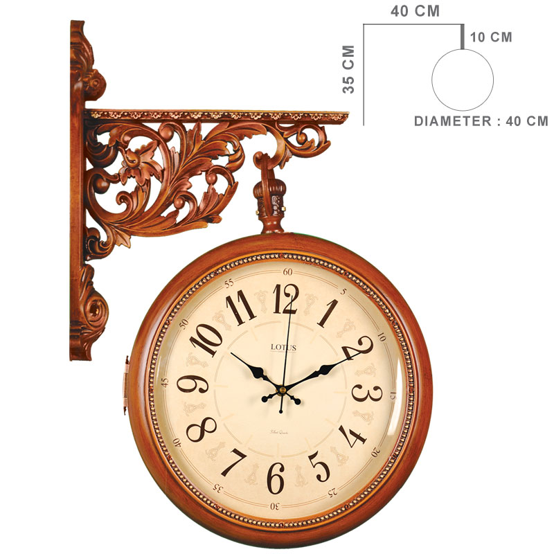 ساعت ديواری دو طرفه چوبی لوتوس کد محصول: WD-971-WAL