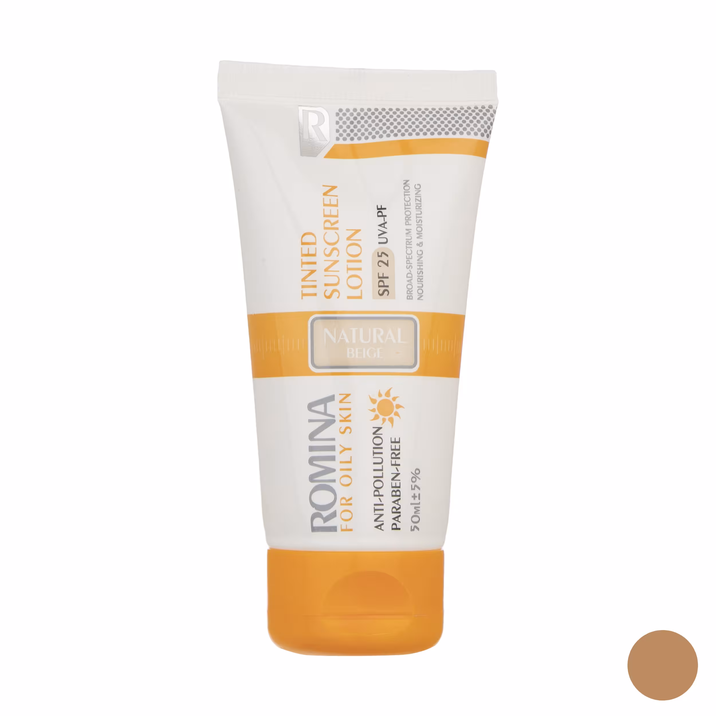 کرم ضد آفتاب رومینا مدل Natural Beige-25 حجم 50 میلی لیتر