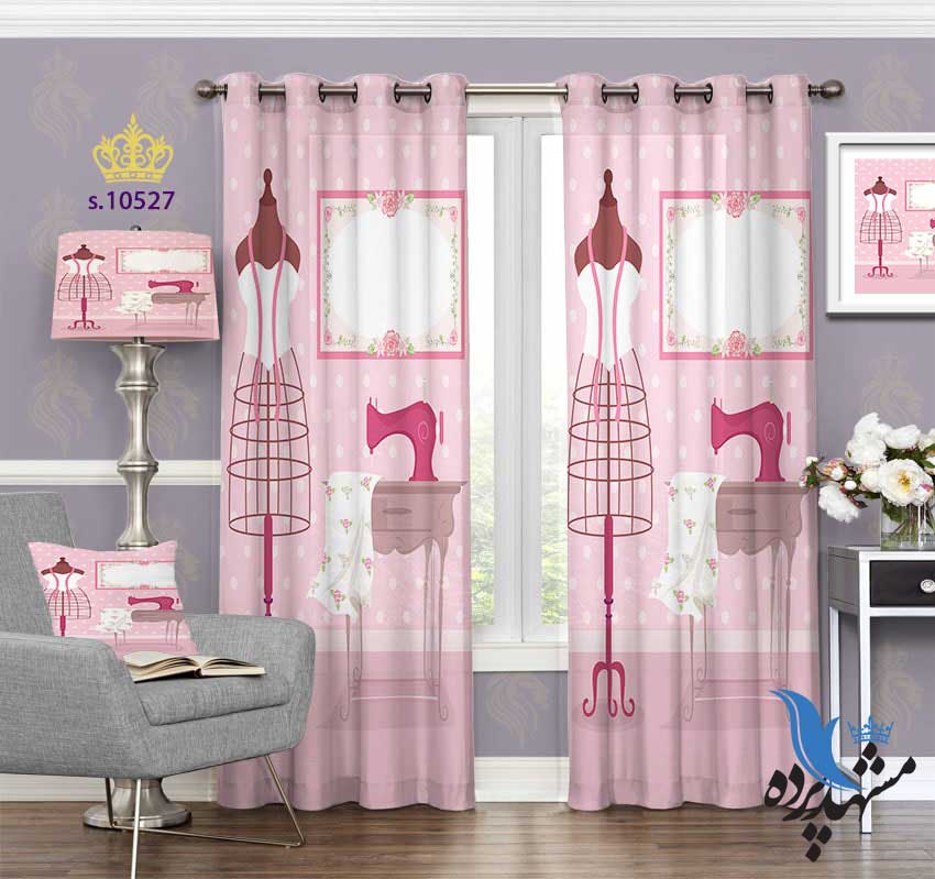 پرده پانچ طرح چرخ خیاطی و مانکن S10527