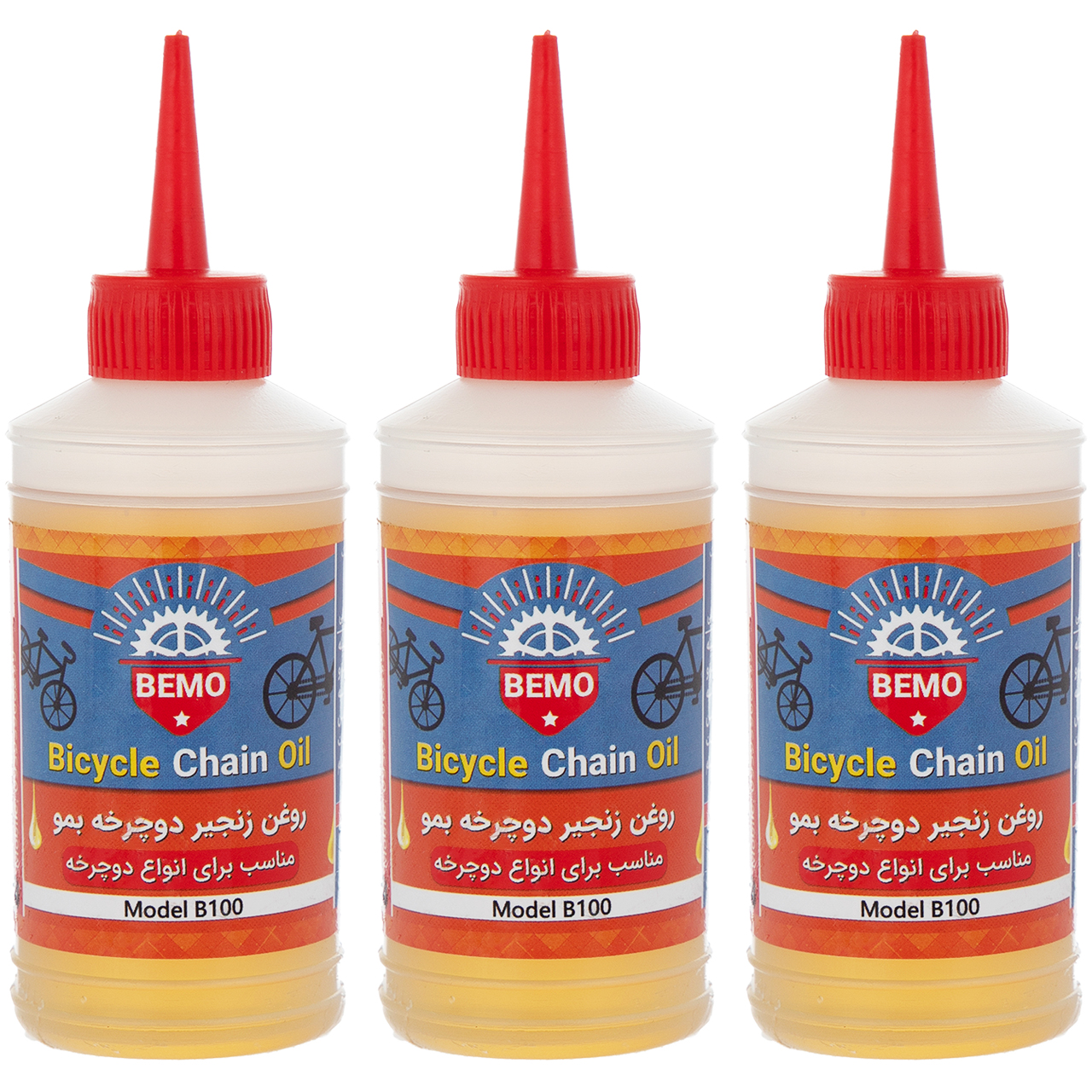 روغن زنجیر دوچرخه بمو مدل B100 حجم 80 میلی لیتر بسته 3 عددی