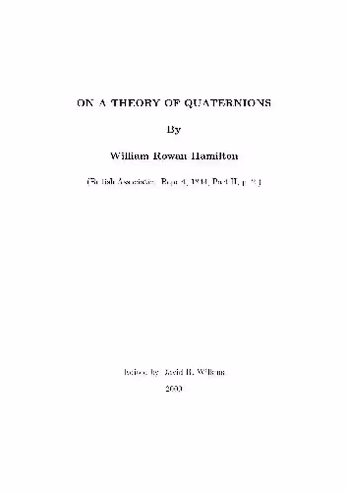خرید و دانلود نسخه کامل کتاب On a Theory of Quaternions