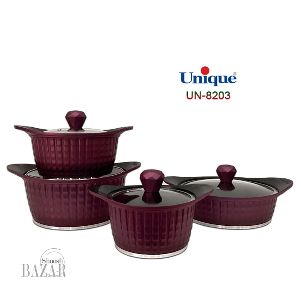 سرویس قابلمه 8 پارچه نگینی بنفش یونیک کد8203