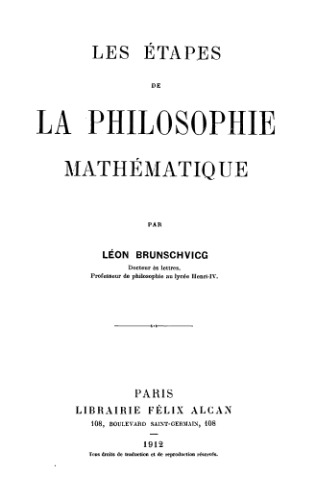 خرید و دانلود نسخه کامل کتاب Les étapes de la philosophie mathématique