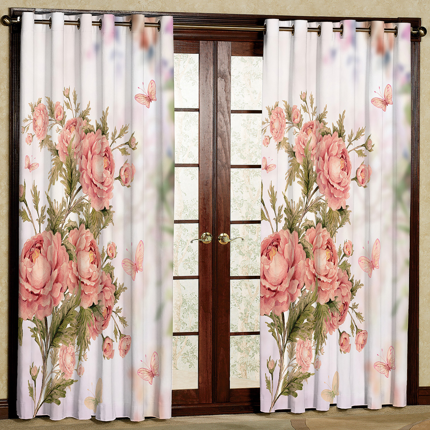  پرده مدل گل و پروانه مخمل پانچی کد 294 سایز 140x280 سانتی متر