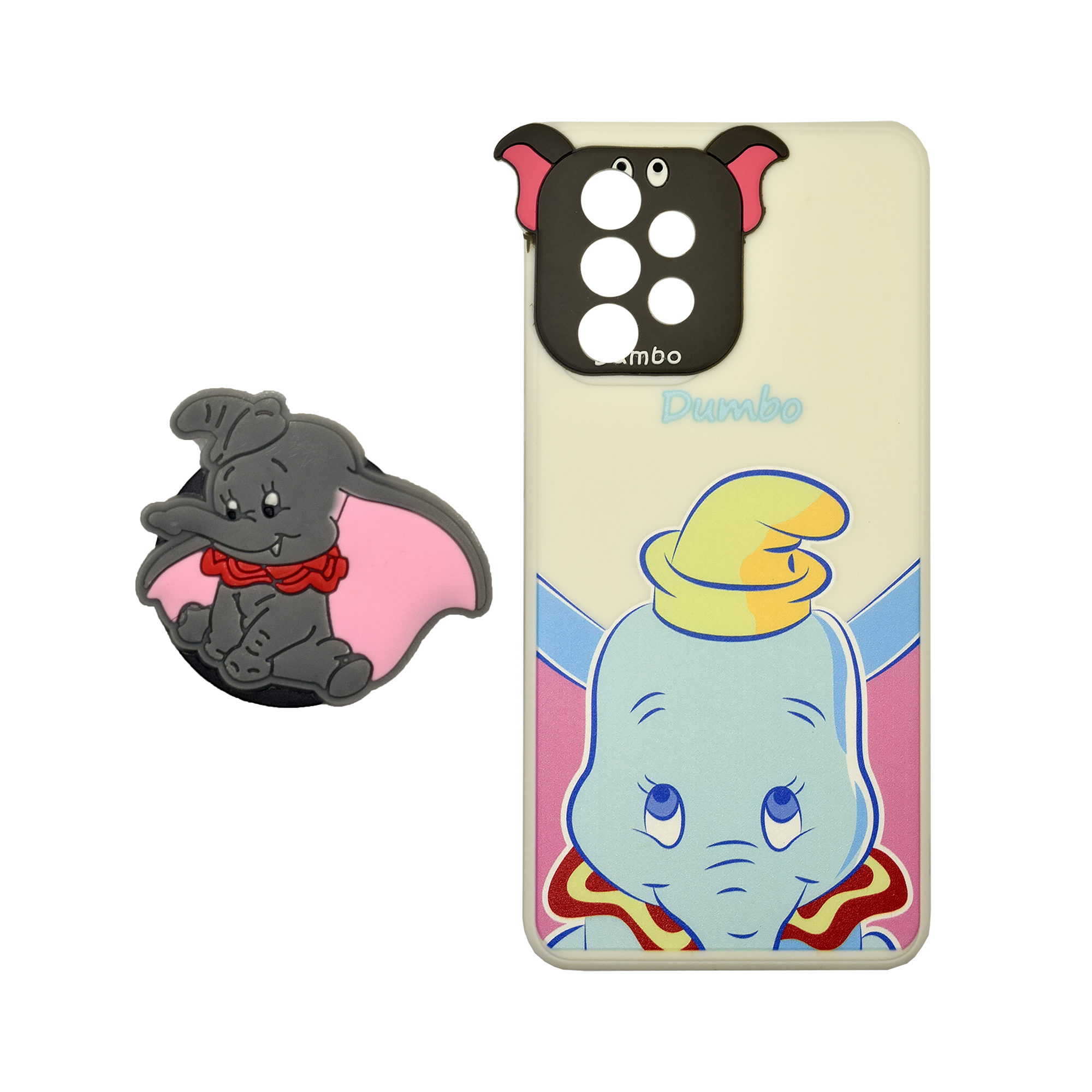  کاور طرح عروسکی مدل Dumbo مناسب برای گوشی موبایل سامسونگ Galaxy A32 4G به همراه پاپ سوکت