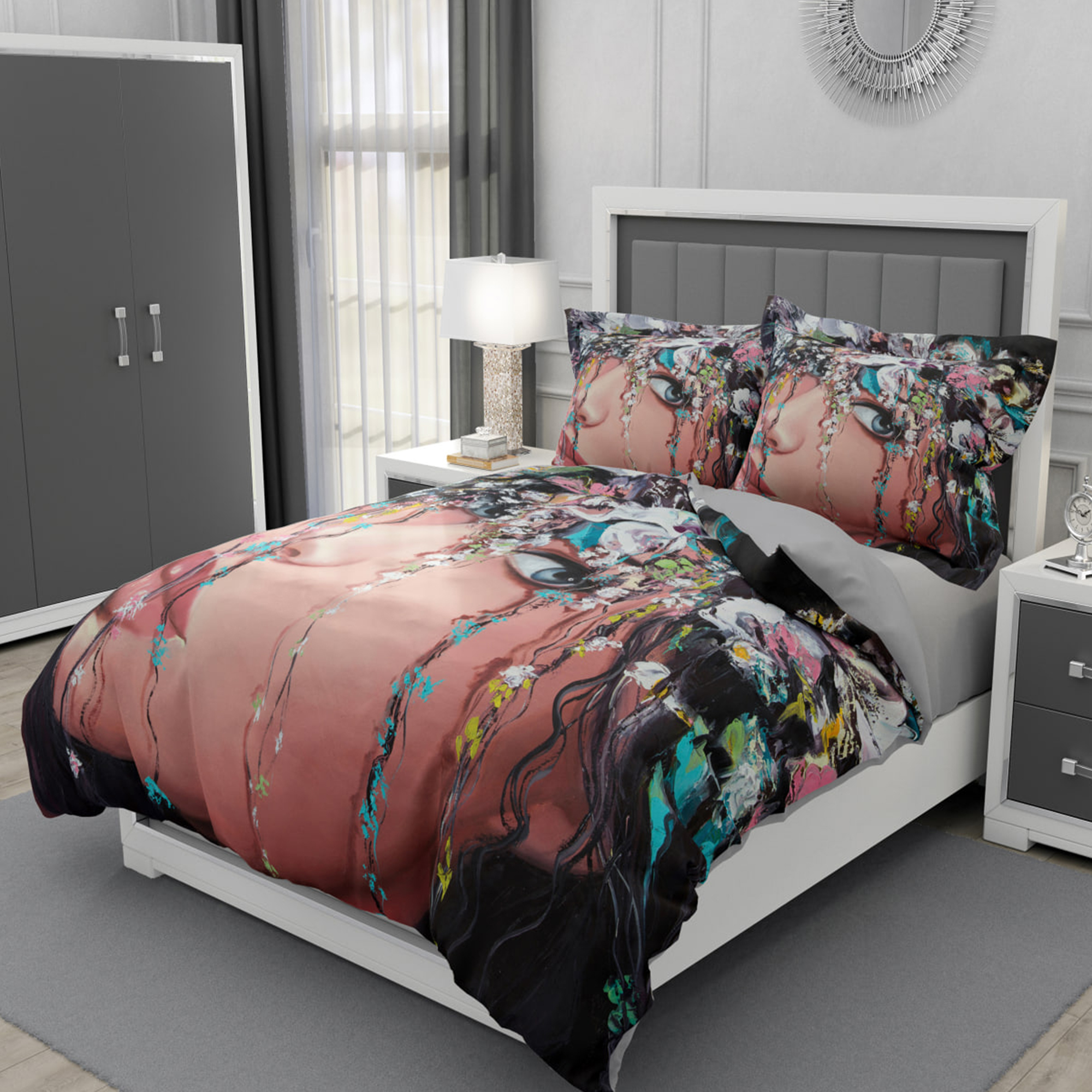 سرویس روتختی طرح چهره مدل 4615 تکنفره 5 تکه